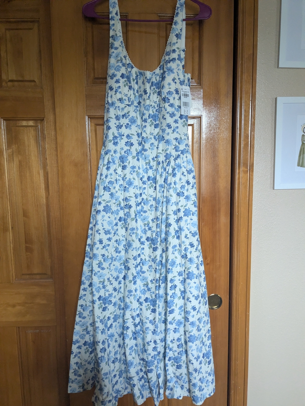 Abercrombie & Fitch White and Blue Floral Midi Dress